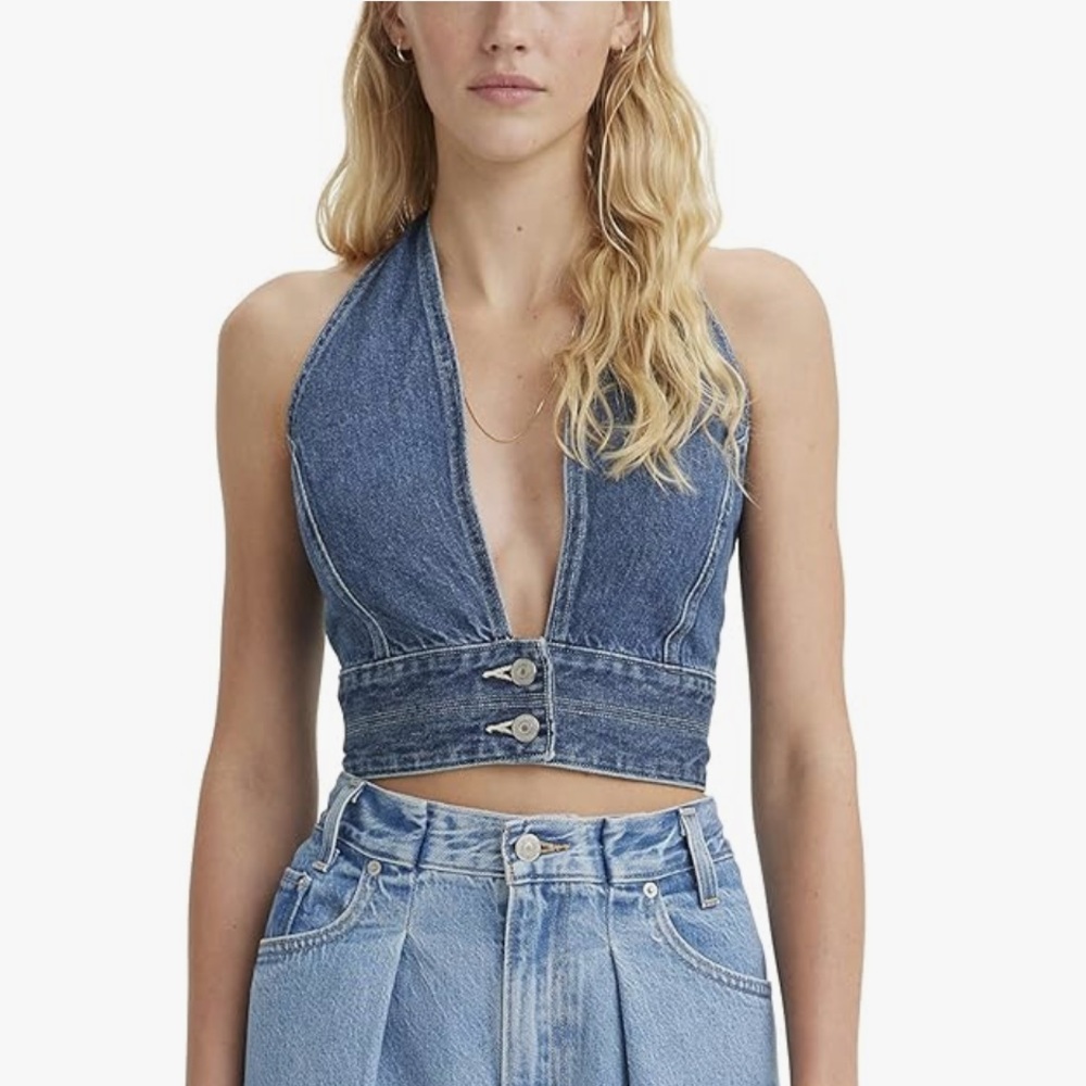Levi's Women's Daisy Denim Halter Crop Top